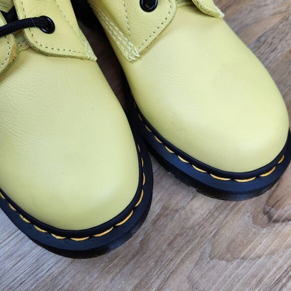 🩵NIB Dr. Martens Lemon Yellow Pascal Virginia Leather 1460 Boots Size 11 - Picture 9 of 15